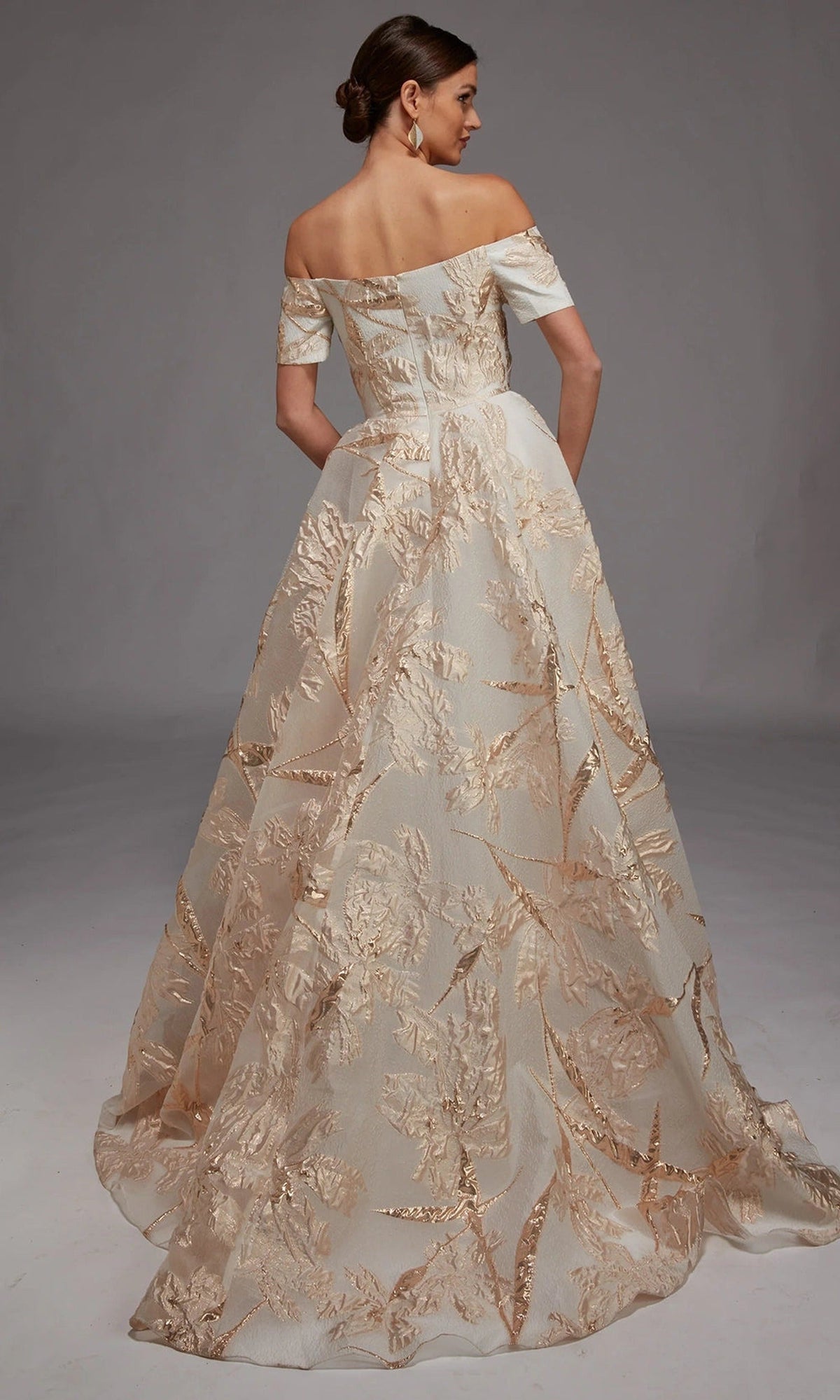 Alyce Paris 27804 - Off Shoulder Leaf Motif Ball Gown