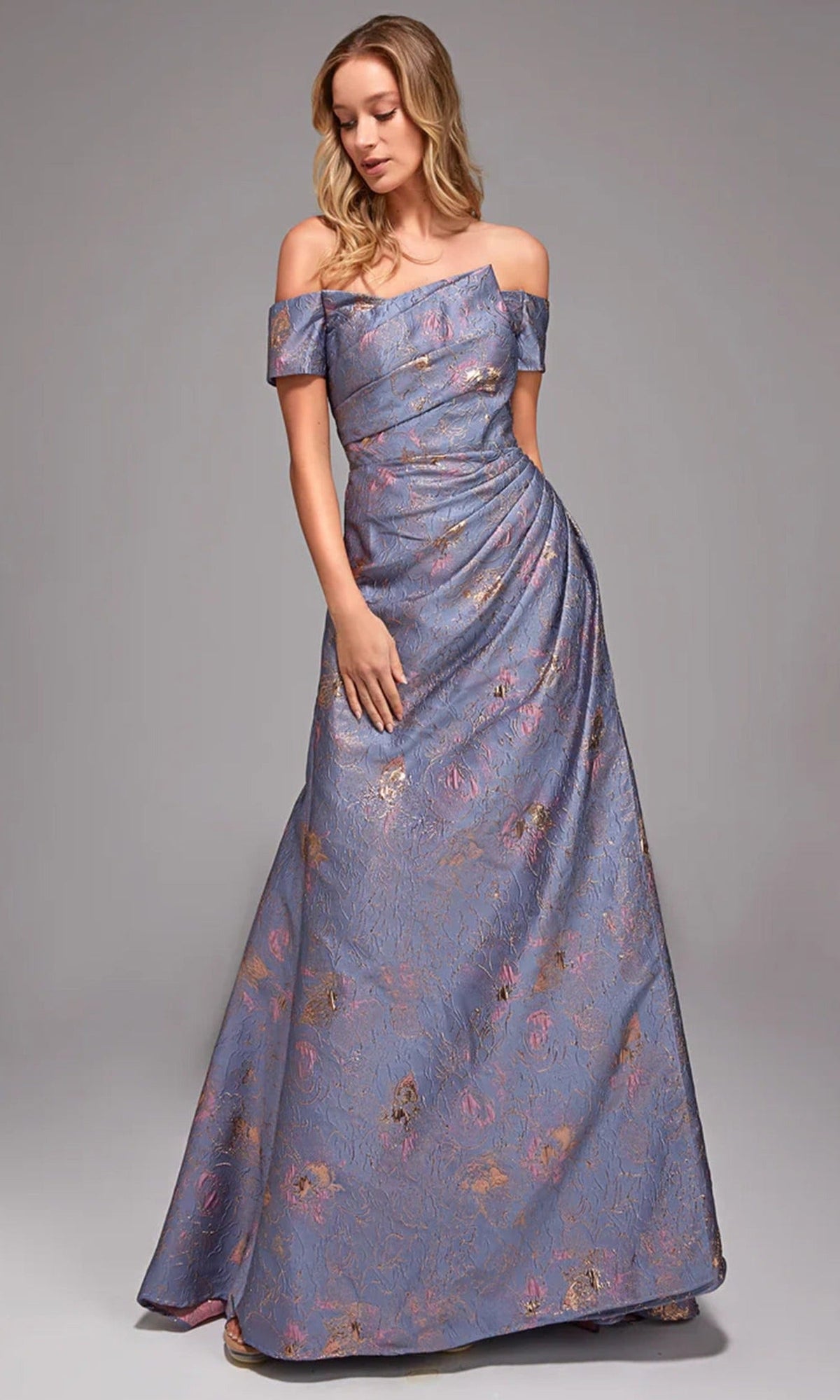 Alyce Paris 27828 - Off Shoulder Jacquard A-Line Gown