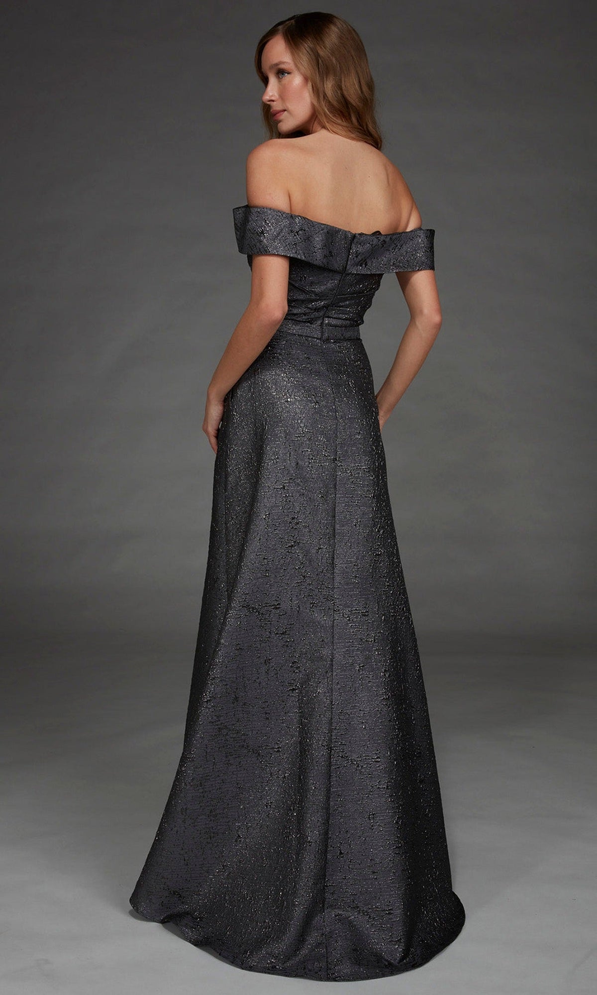 Alyce Paris 27882 - Off Shoulder Jacquard A-Line Evening Gown