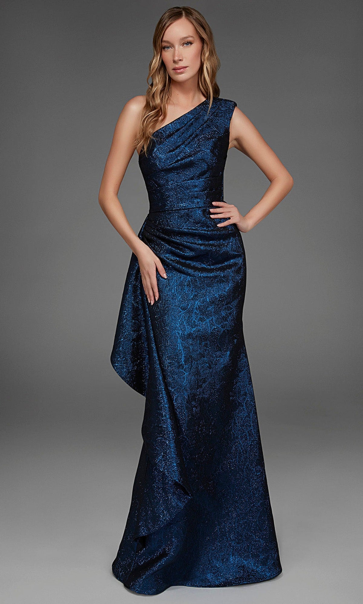 Alyce Paris 27885 - Jacquard Sleeveless Asymmetric Formal Gown
