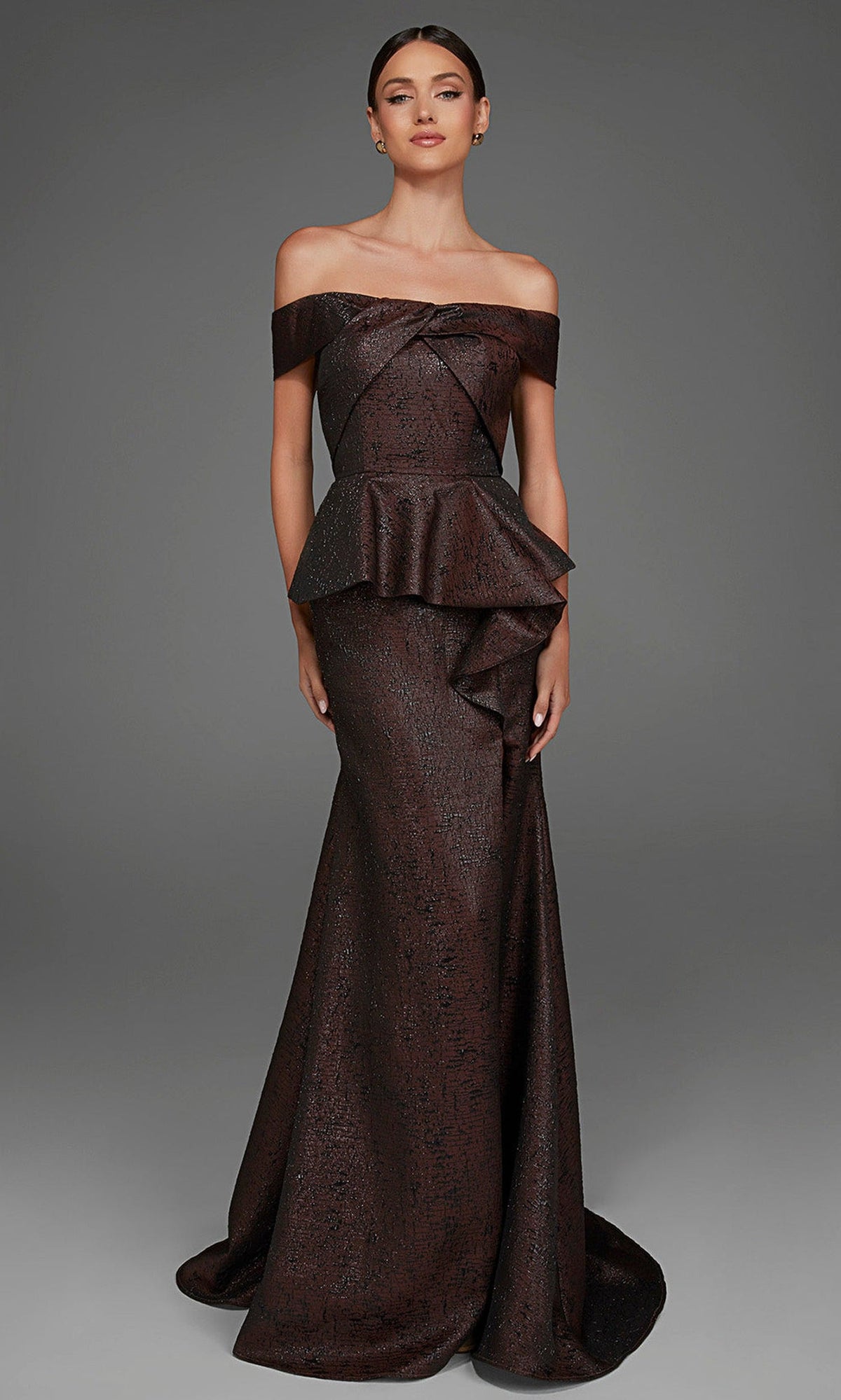 Alyce Paris 27892 - Peplum Waist Off Shoulder Long Gown