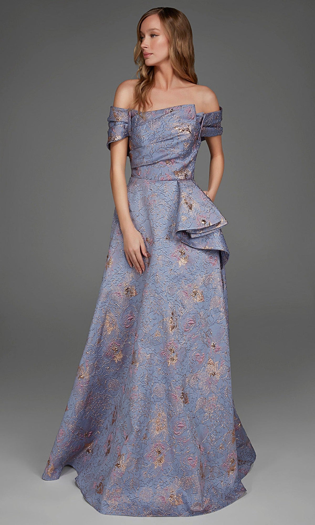 Alyce Paris 27893 - Jacquard Off Shoulder A-Line Gown