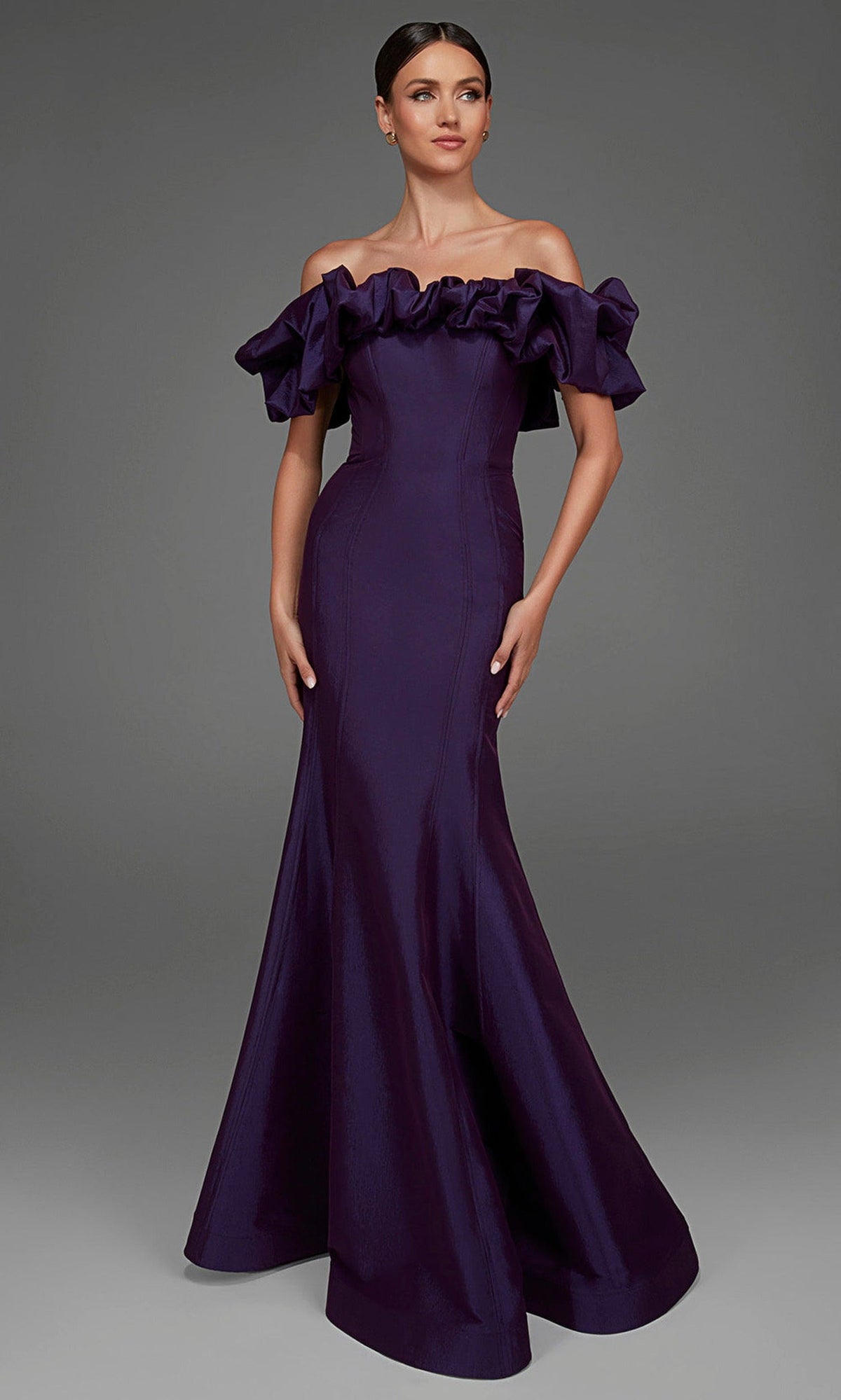 Alyce Paris 27895 - Ruffled Neckline Taffeta Mermaid Gown