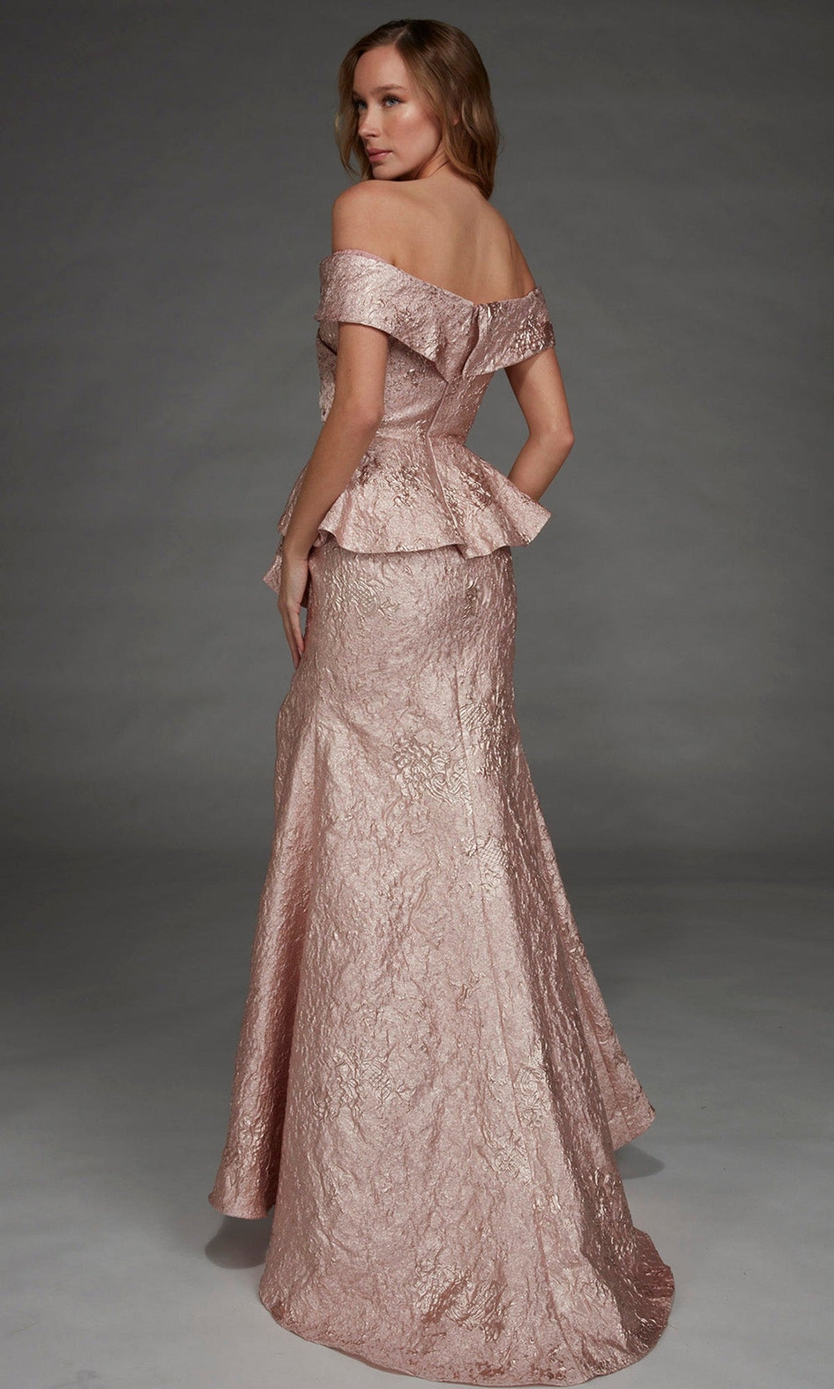 Alyce Paris 27899 - Peplum Waist Jacquard Mermaid Gown