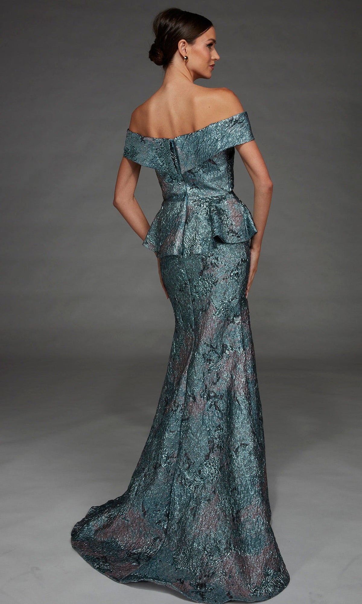 Alyce Paris 27899 - Peplum Waist Jacquard Mermaid Gown