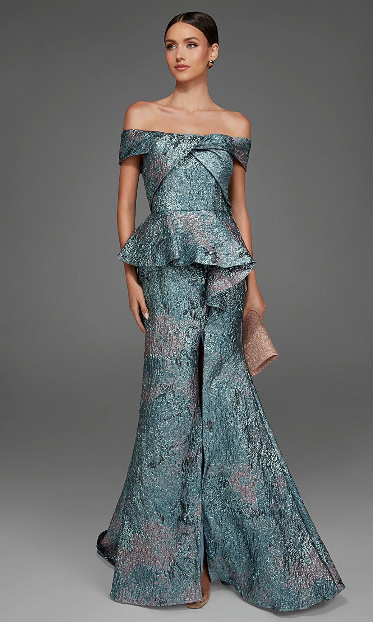 Alyce Paris 27899 - Peplum Waist Jacquard Mermaid Gown
