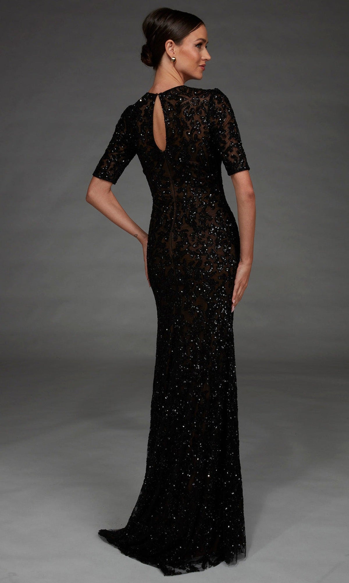 Alyce Paris 27901 - Short Sleeve Hand Beaded Evening Gown