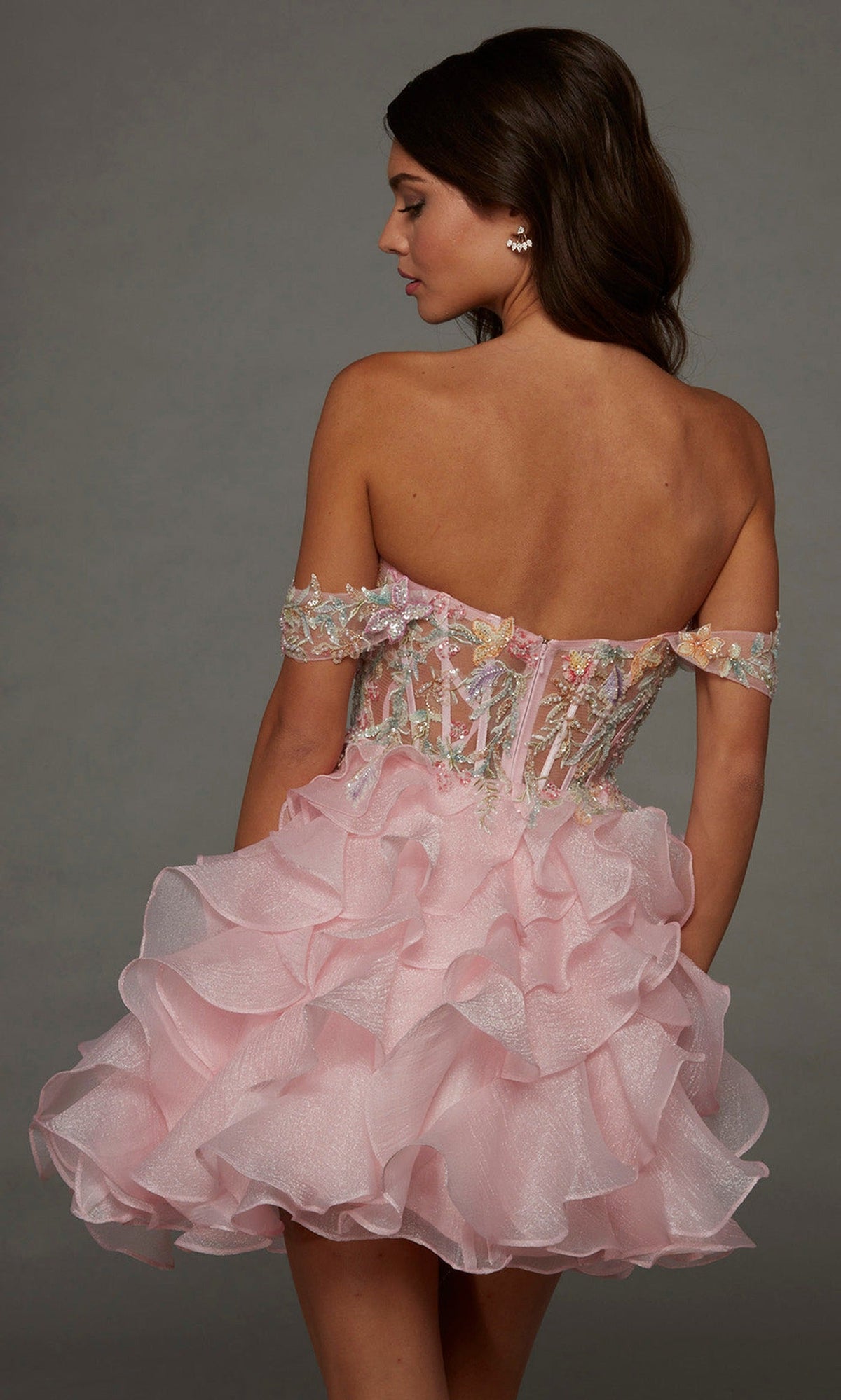 Alyce Paris 30087 - Floral Embroidered Ruffle Party Dress