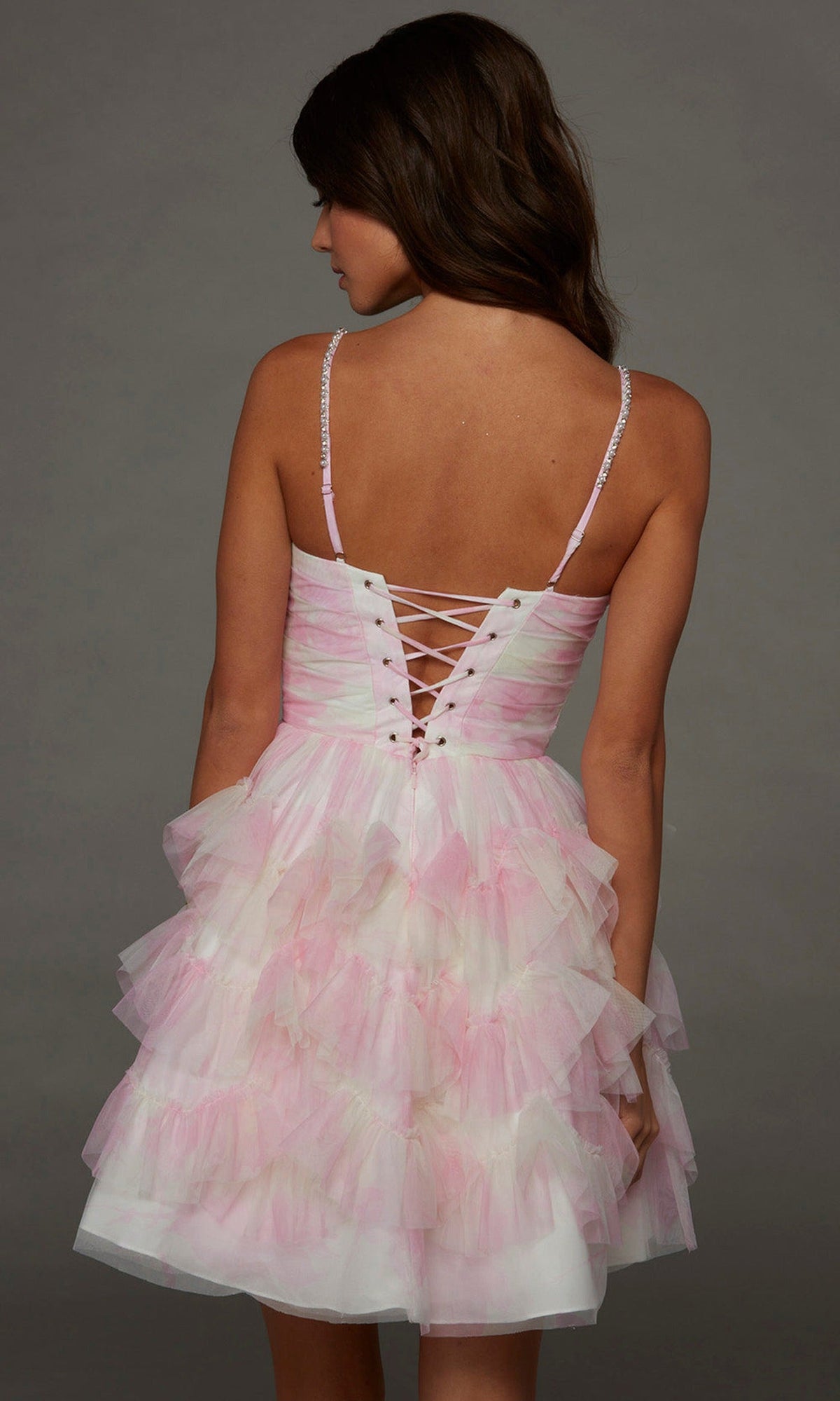 Alyce Paris 30092 - Ruffle Skirt Beaded Strap Cocktail Dress
