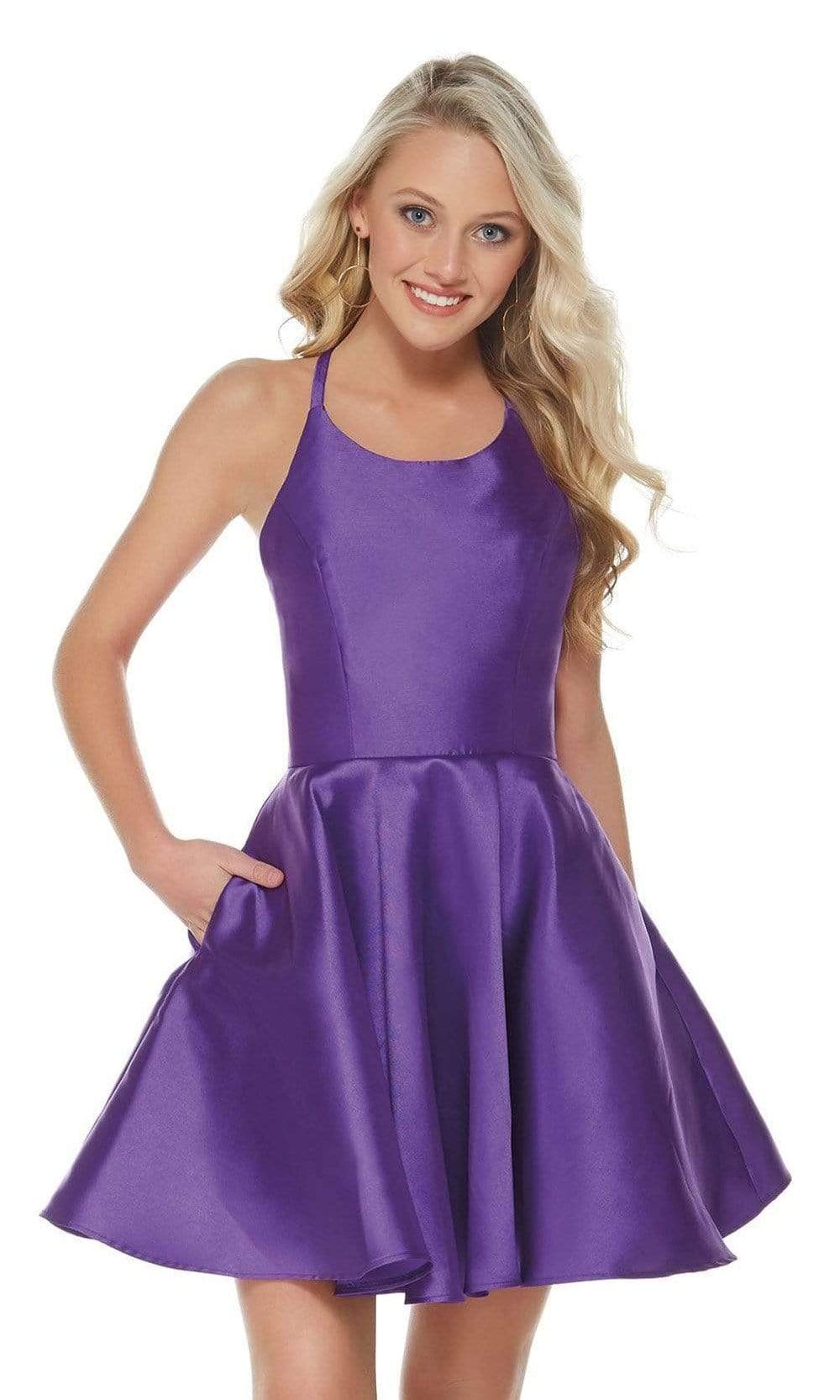 Alyce Paris - 3703 Strappy Fitted Halter Cocktail Dress - back view