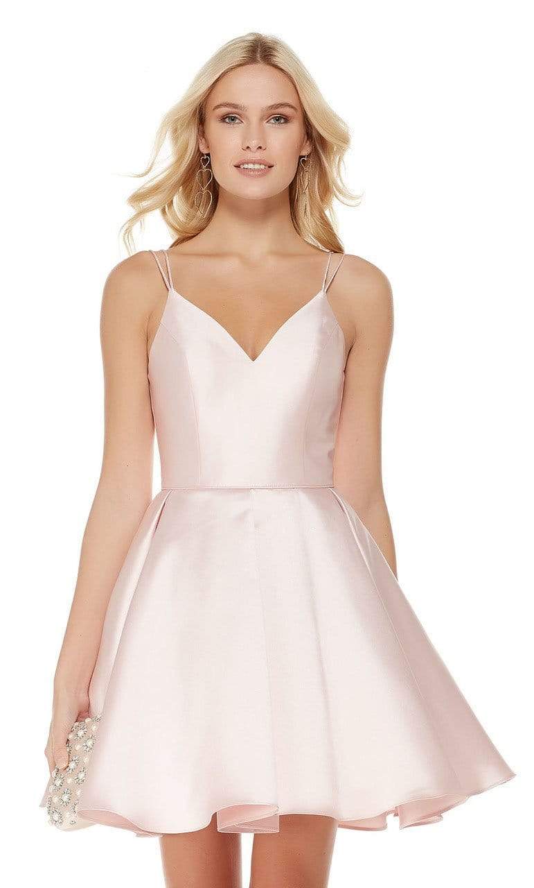 Alyce Paris - 3764 V Neckline Mikado Fit and Flare Cocktail Dress - designer cocktail dress at Silhouette Dresses