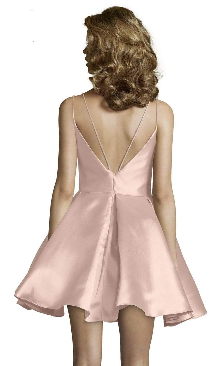 Alyce Paris - 3764 V Neckline Mikado Fit and Flare Cocktail Dress - detail view