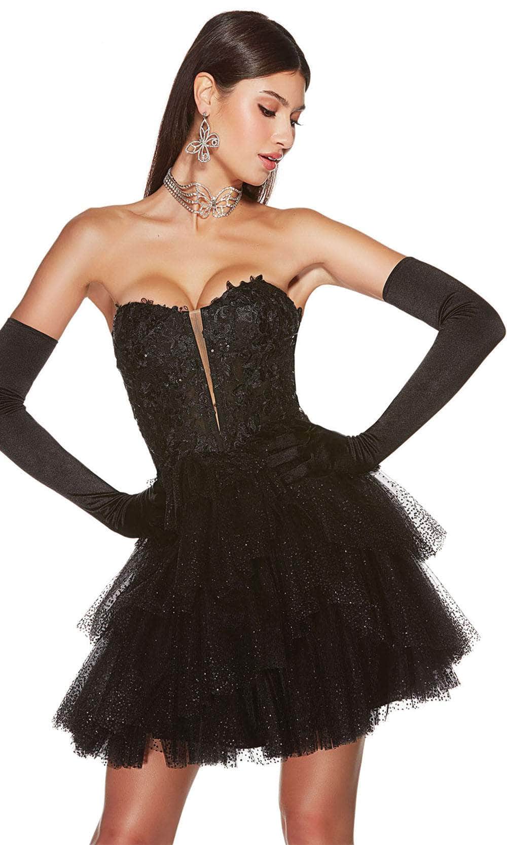 Alyce Paris 3766 - Embroidered Sequin A-Line Cocktail Dress - detail view