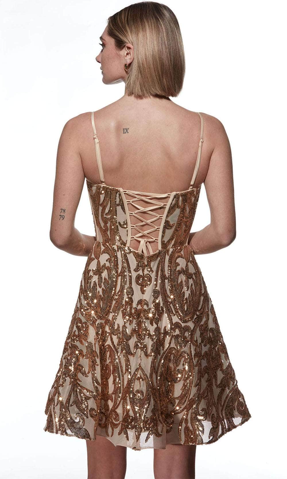 Alyce Paris 3768 - Sequined Adjustable Straps Cocktail Dress - detail view