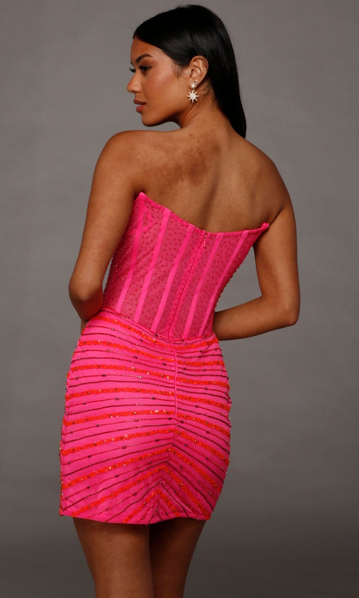 Alyce Paris 40150 - Linear Beaded Illusion Sheath Dress