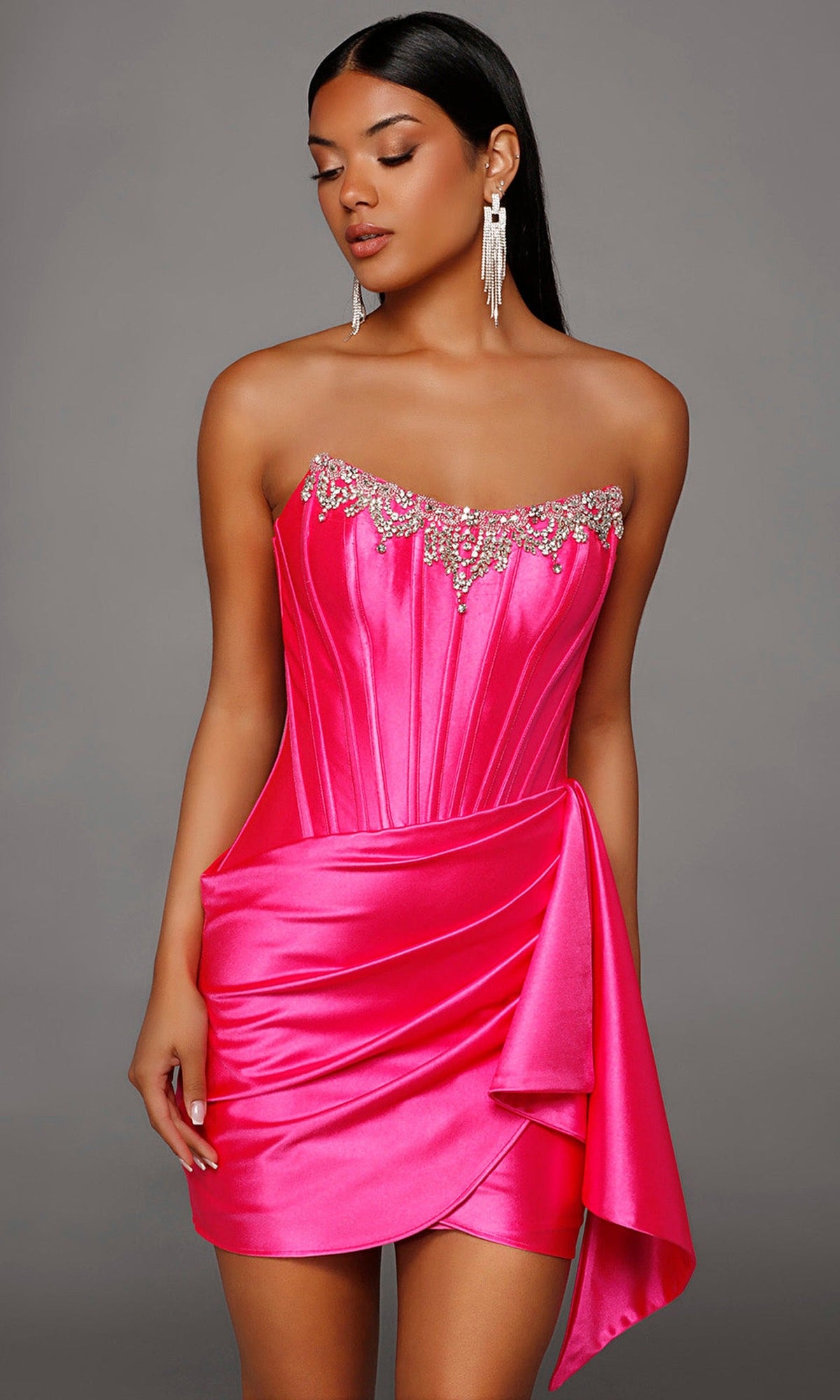 Alyce Paris 40207 - Beaded Neckline Draped Sash Cocktail Dress