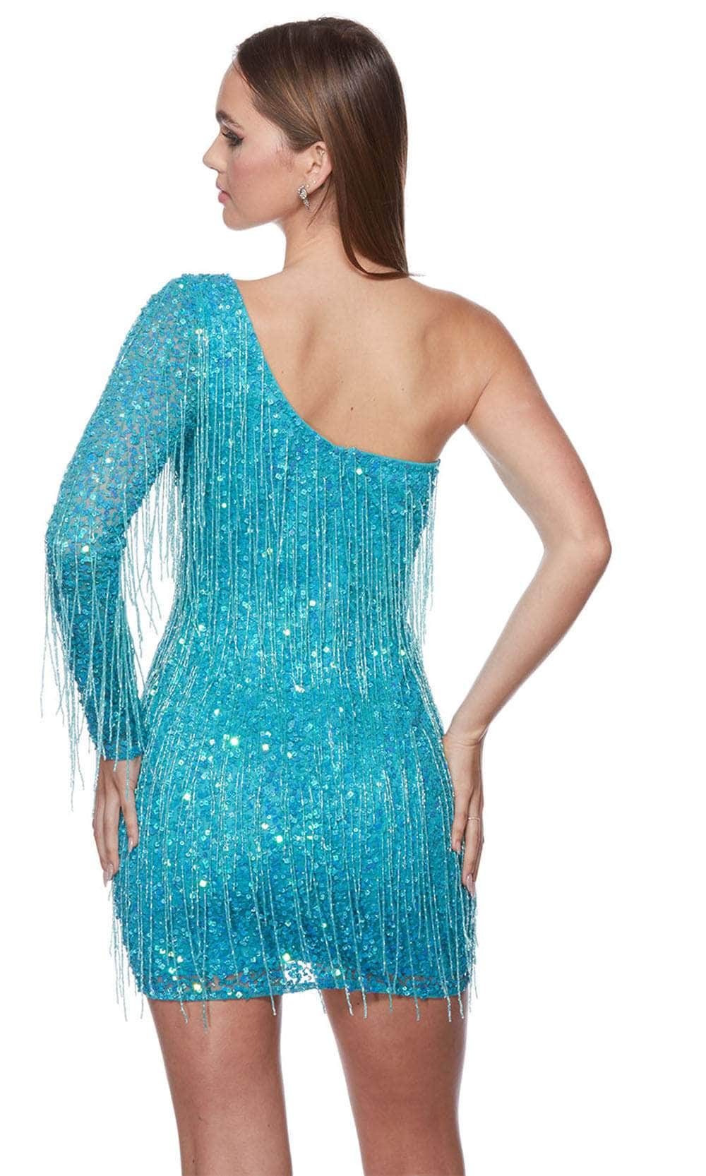 Alyce Paris 4646 - Fringed One Shoulder Homecoming Dress - back view