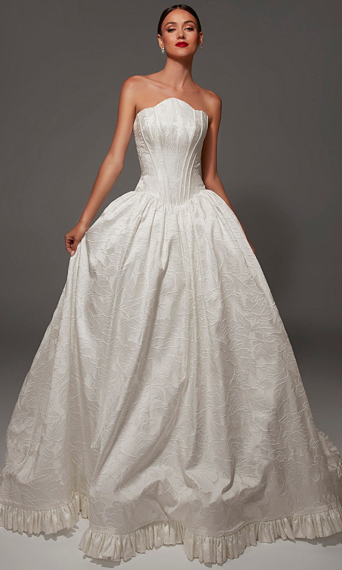 Alyce Paris 50001 - Ruffle Hem Textured Floral Ballgown