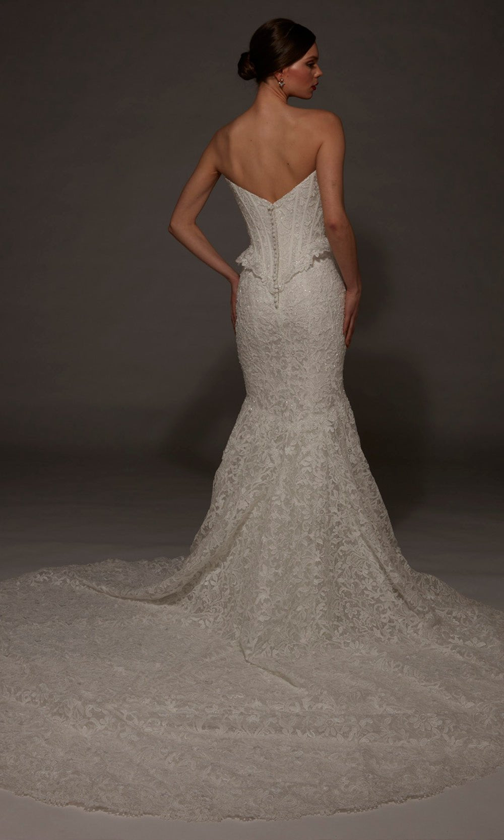 Alyce Paris 50008 - Peplum Detail Lace Mermaid Bridal Gown - Silhouette Dresses