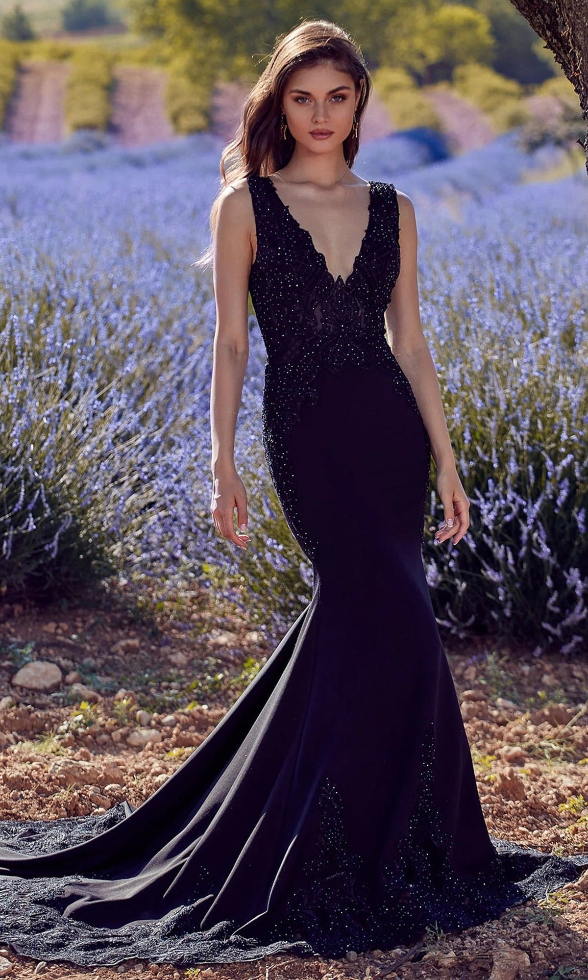 Alyce Paris 5065 - Plunging V-Neck Embroidered Mermaid Dress