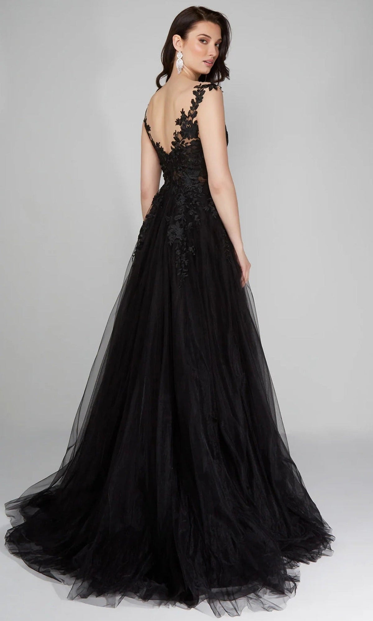 Alyce Paris 5090 - Plunging Illusion A-Line Lace Gown