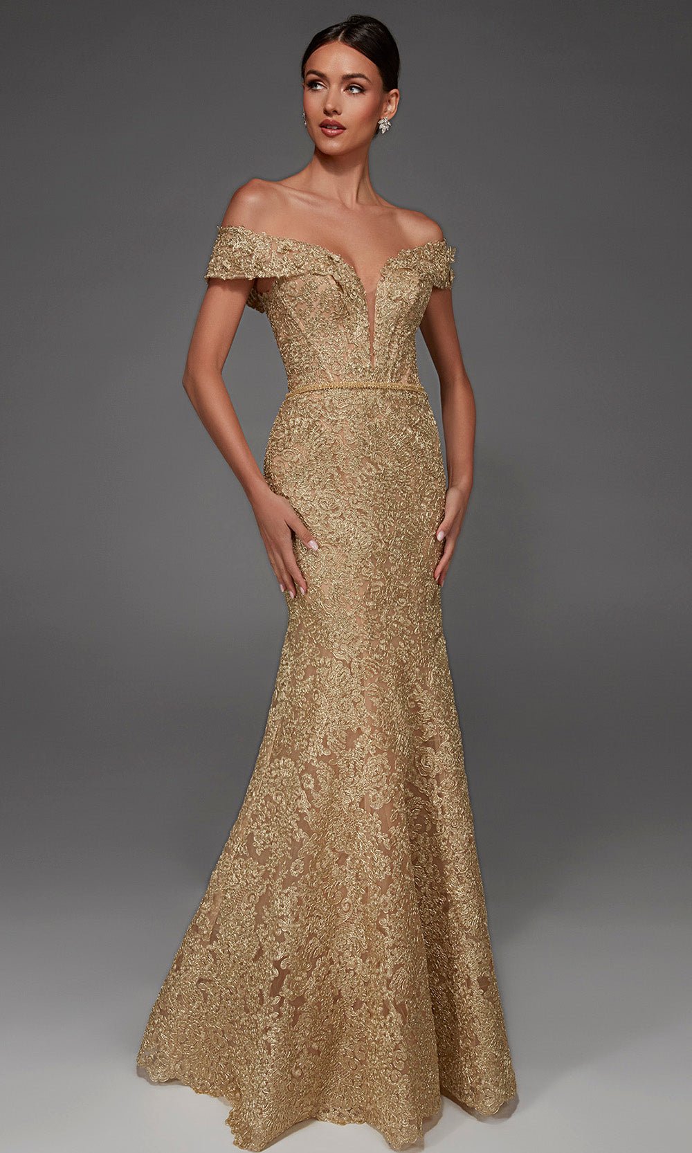 Alyce Paris 55007 - Mermaid Lace Applique Evening Gown - Silhouette Dresses