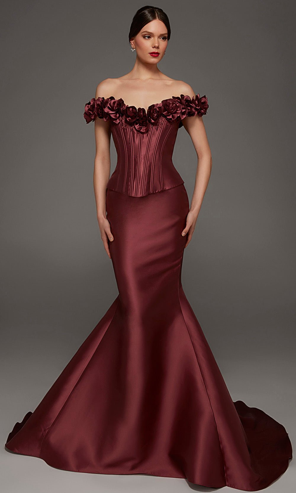 Alyce Paris 55015 - 3D Floral Trim Mermaid Evening Gown - Silhouette Dresses