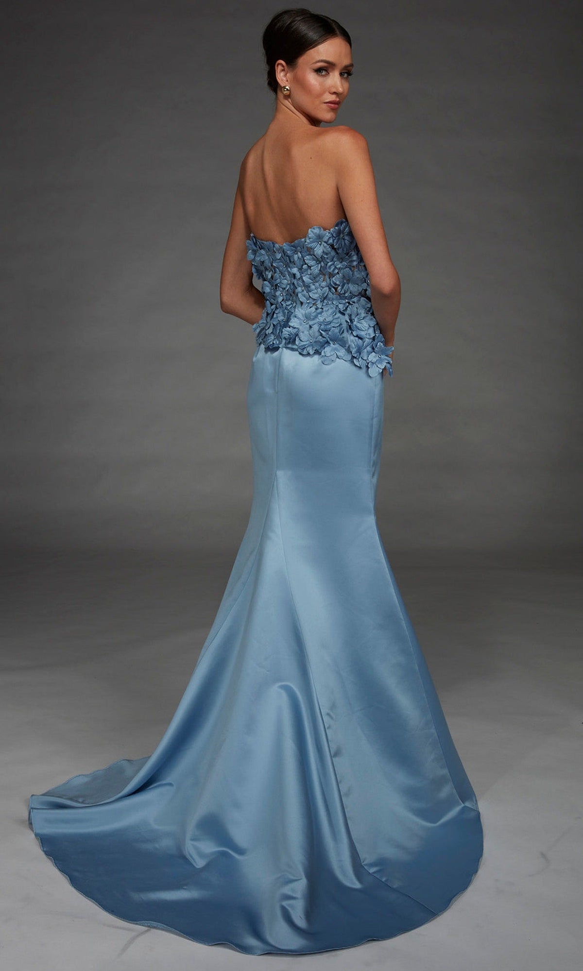 Alyce Paris 55020 - Floral Applique Bodice Mermaid Satin Gown