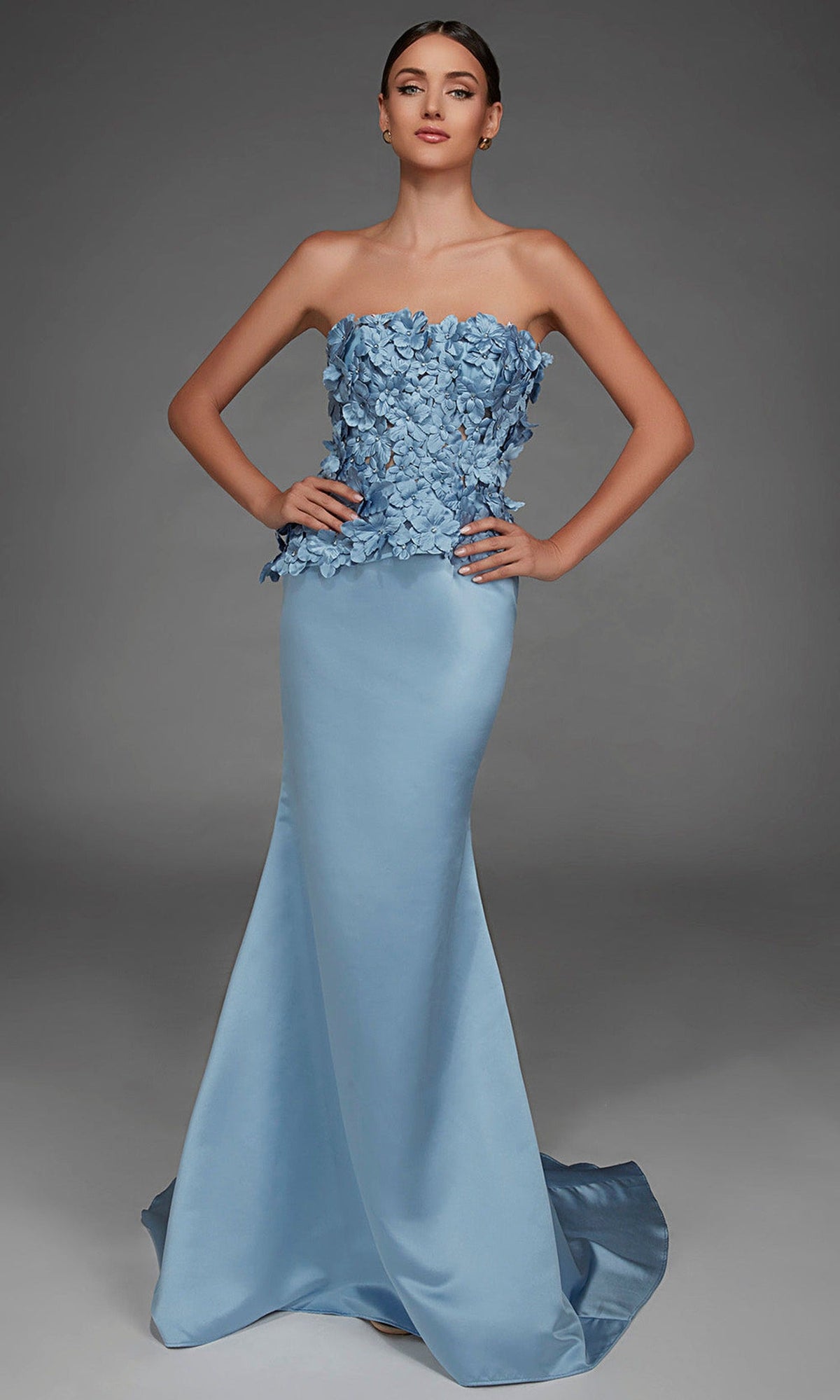 Alyce Paris 55020 - Floral Applique Bodice Mermaid Satin Gown