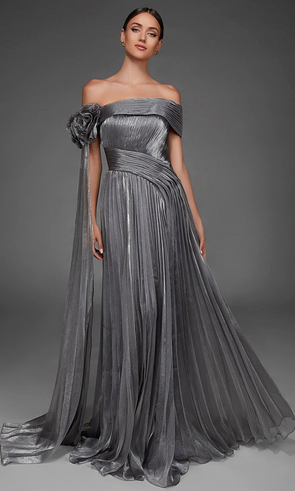Alyce Paris 55032 - Off Shoulder Pleated A-Line Gown