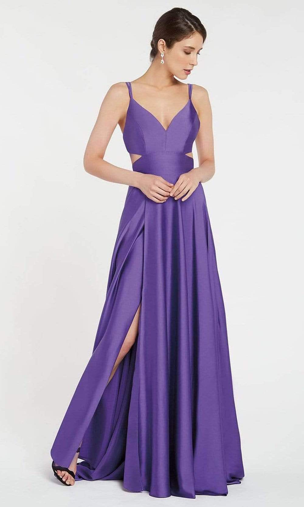 Alyce Paris - 60453 Sleeveless V-Neck Satin Modest Prom A-Line Gown - detail view
