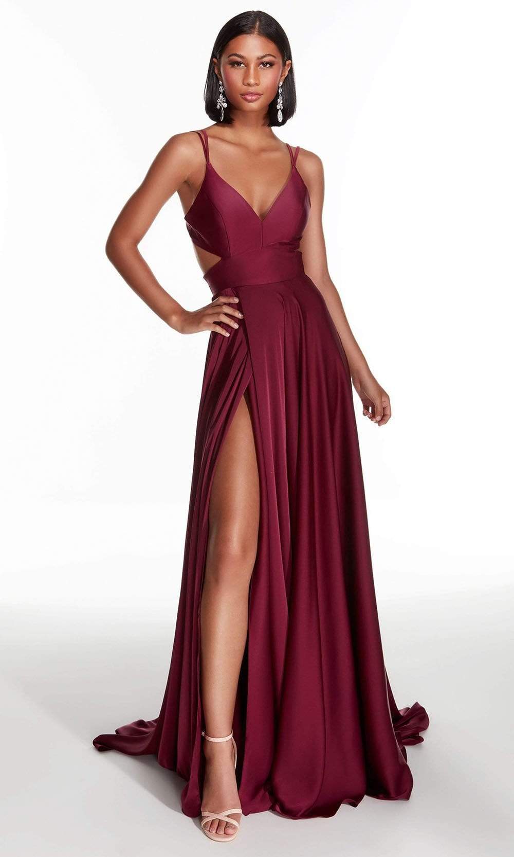 Alyce Paris - 60453 Sleeveless V-Neck Satin Modest Prom A-Line Gown - view 8