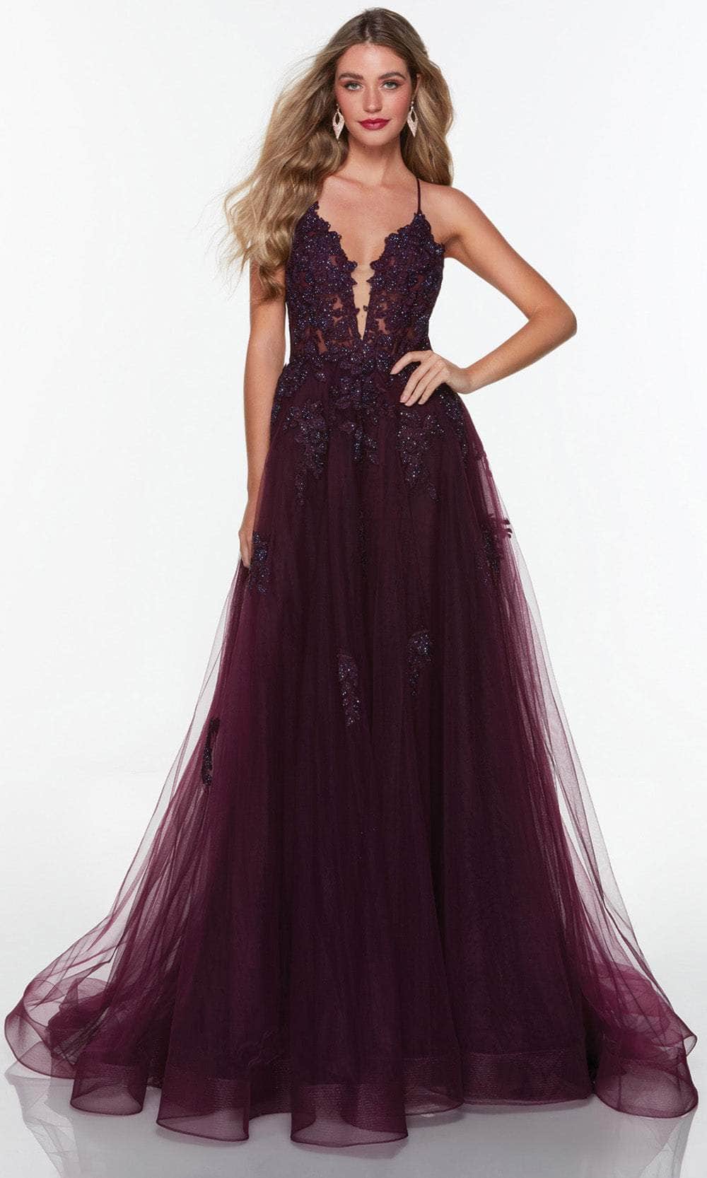 Alyce Paris 61263 - Lace Applique V-Neck Prom Ballgown - designer prom dress at Silhouette Dresses