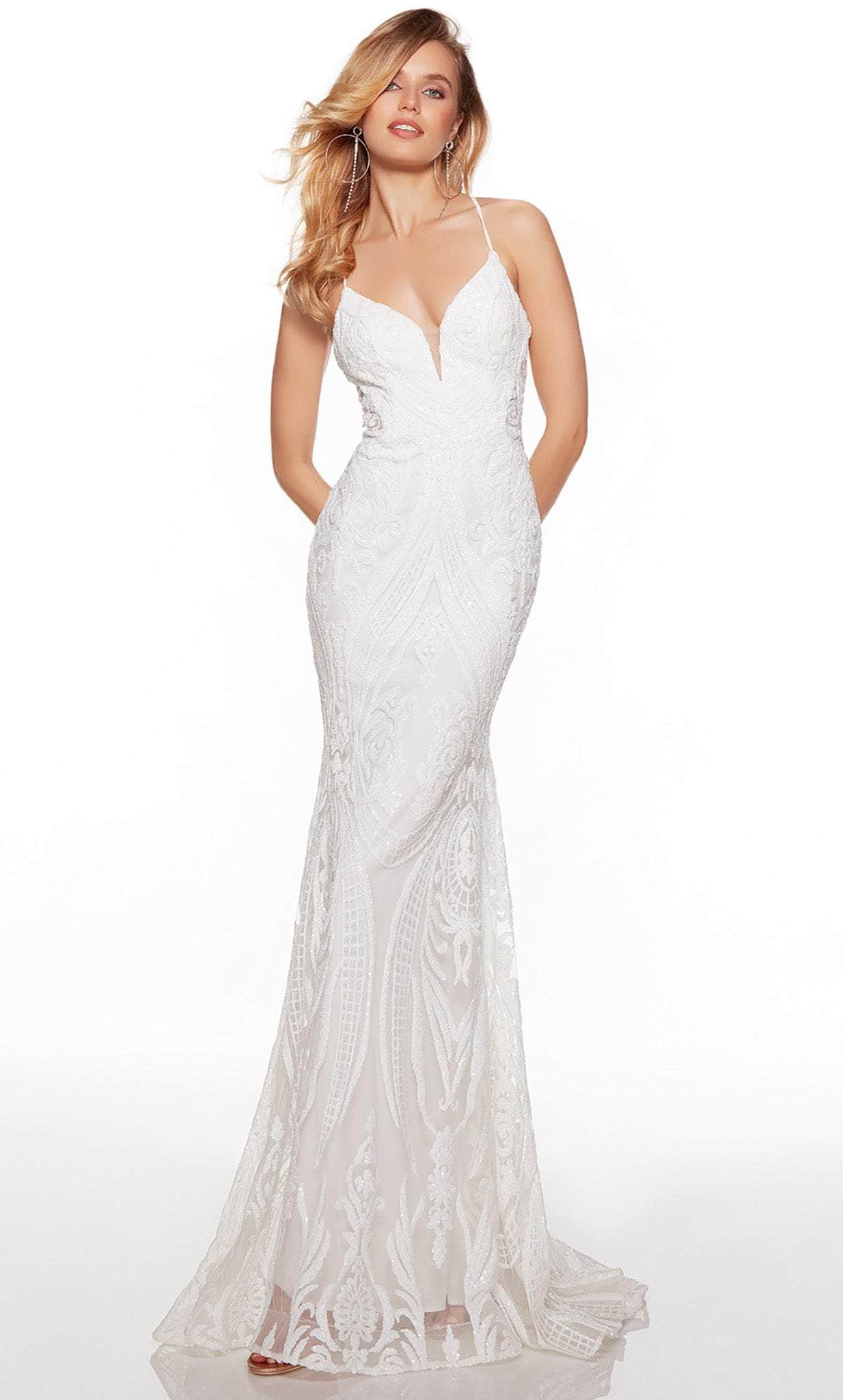 Alyce Paris 61424 - V-Neck Paisley Sequin Prom Gown - view 6