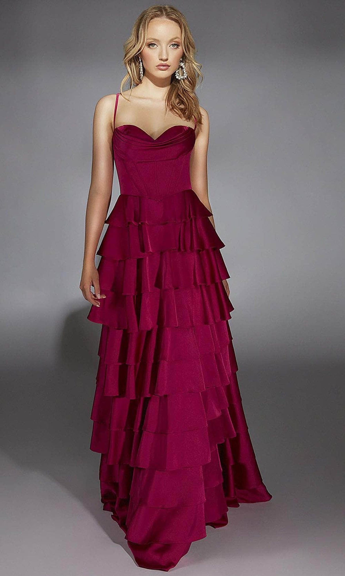 Alyce Paris 61738 - Satin Chiffon A-Line Gown with Cowl Neck