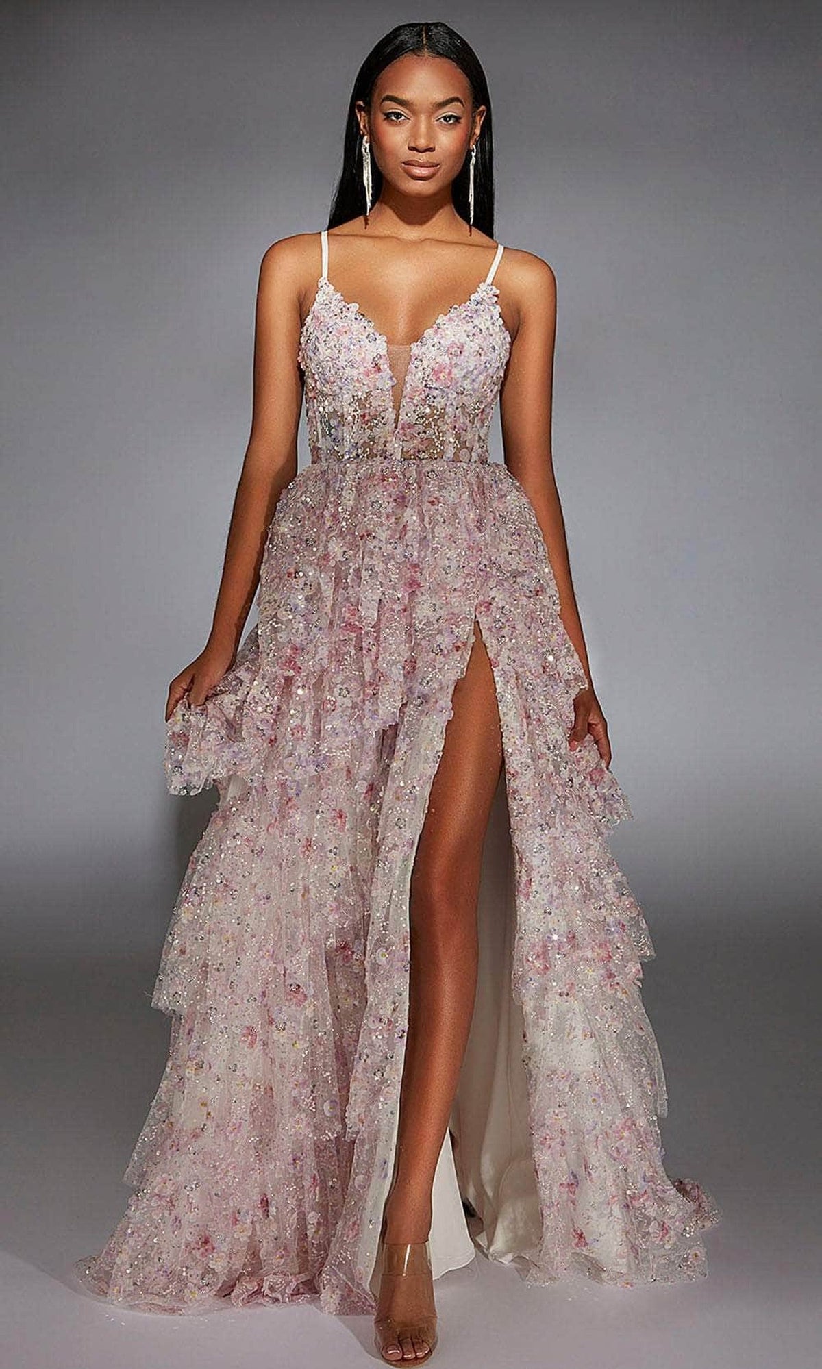 Alyce Paris 61745 - Floral Applique A-line Evening Gown
