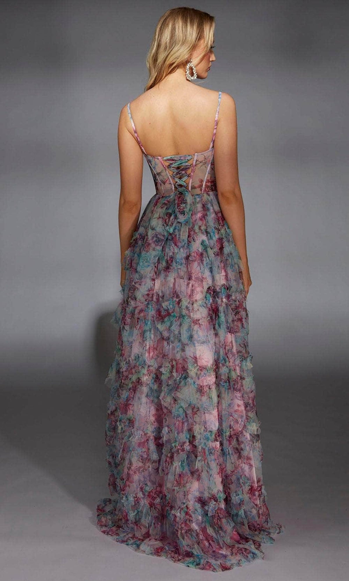 Alyce Paris 61748 - V-Neck Floral Print Evening Gown