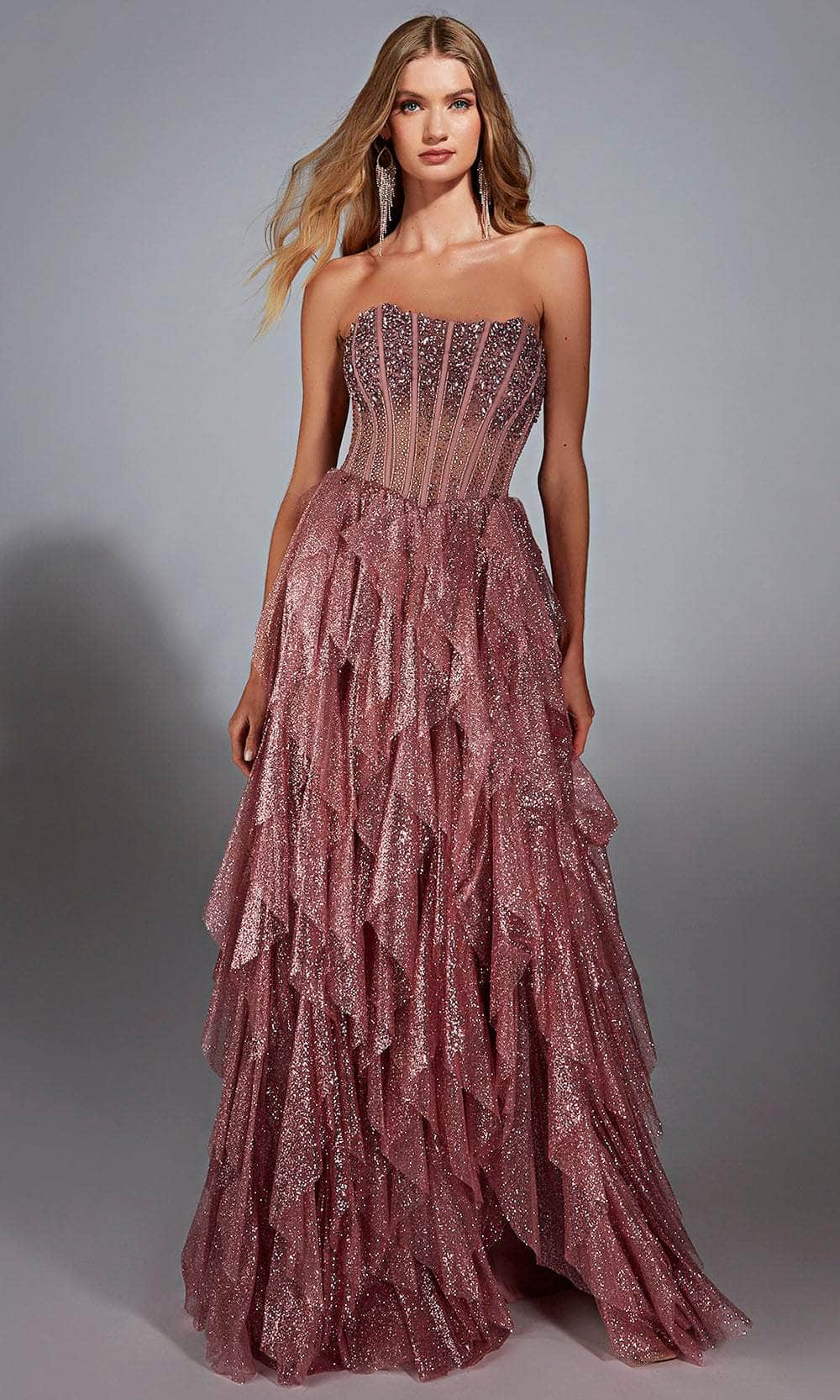 Alyce Paris 61762 - Strapless Glitter Tulle A-Line Gown - designer prom dress at Silhouette Dresses