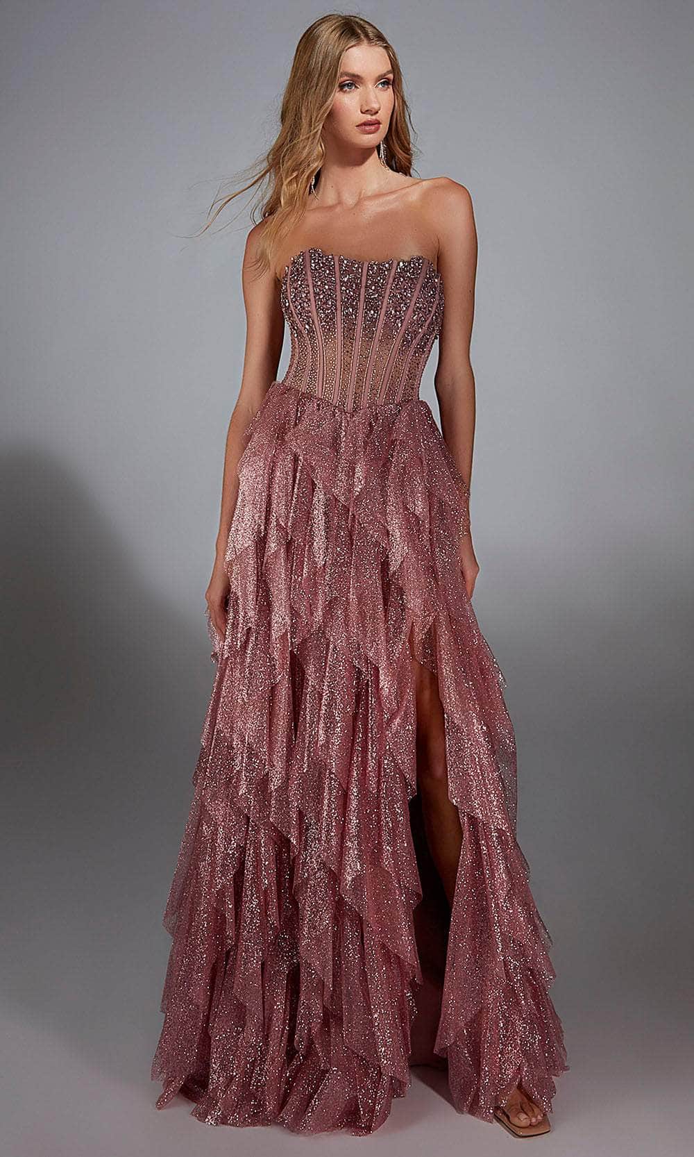 Alyce Paris 61762 - Strapless Glitter Tulle A-Line Gown - back view