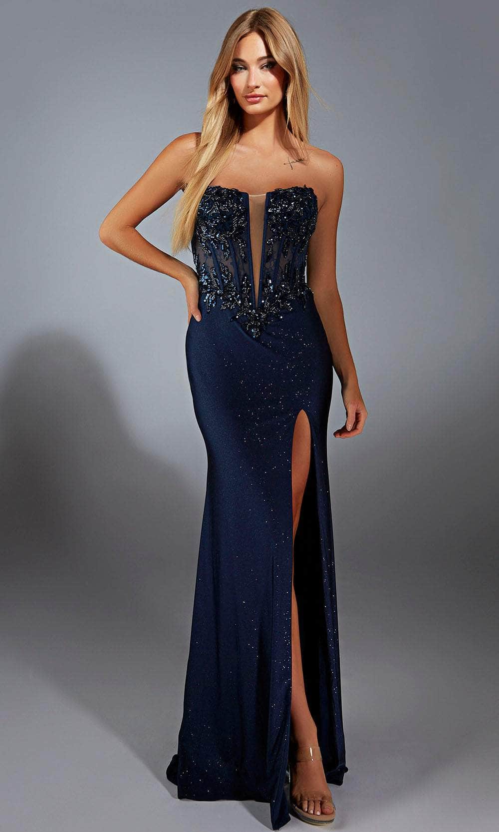 Alyce Paris 61768 - Strapless Sheer Bodice Sheath Gown - designer prom dress at Silhouette Dresses