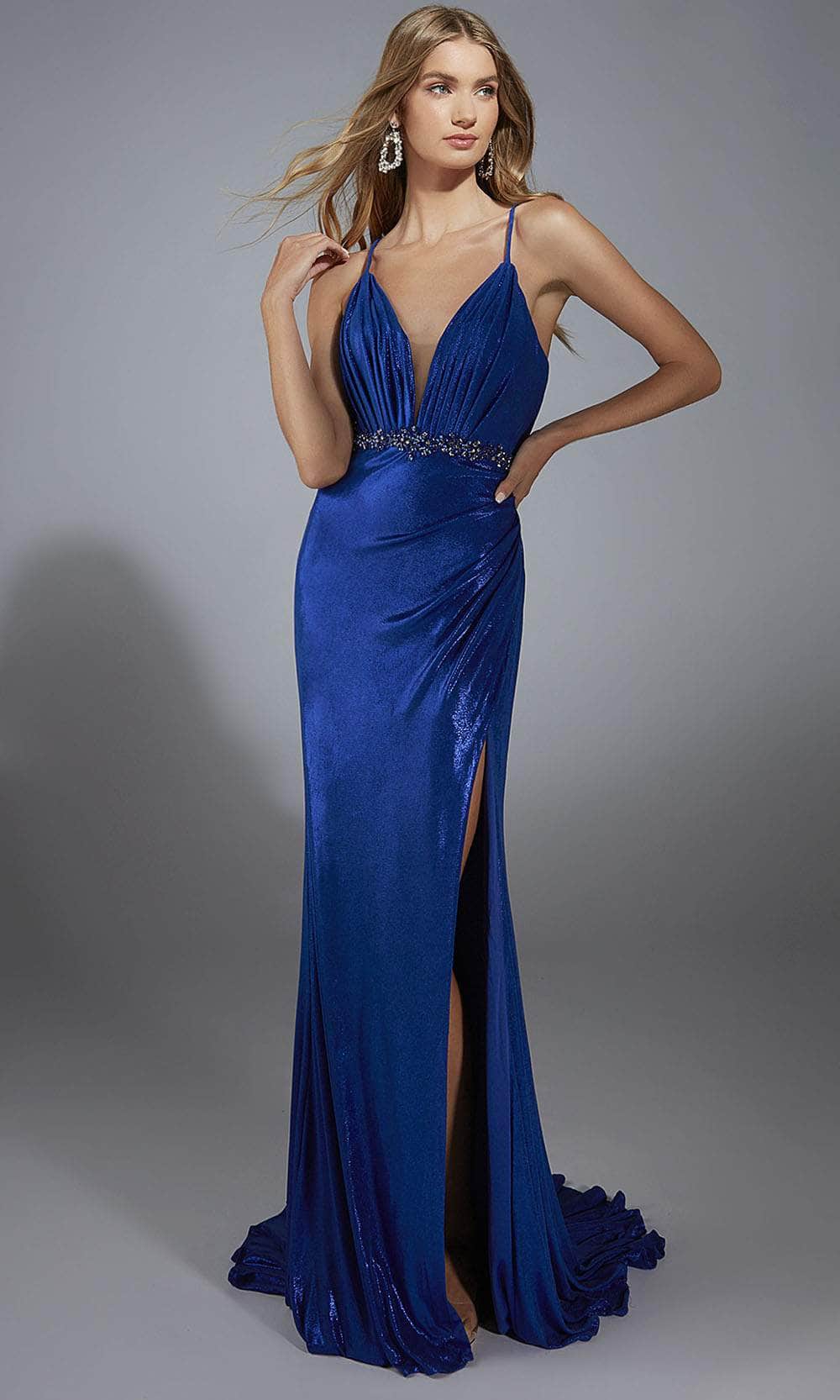 Alyce Paris 61785 - Ruched Deep V-Neck Sheath Gown - designer prom dress at Silhouette Dresses