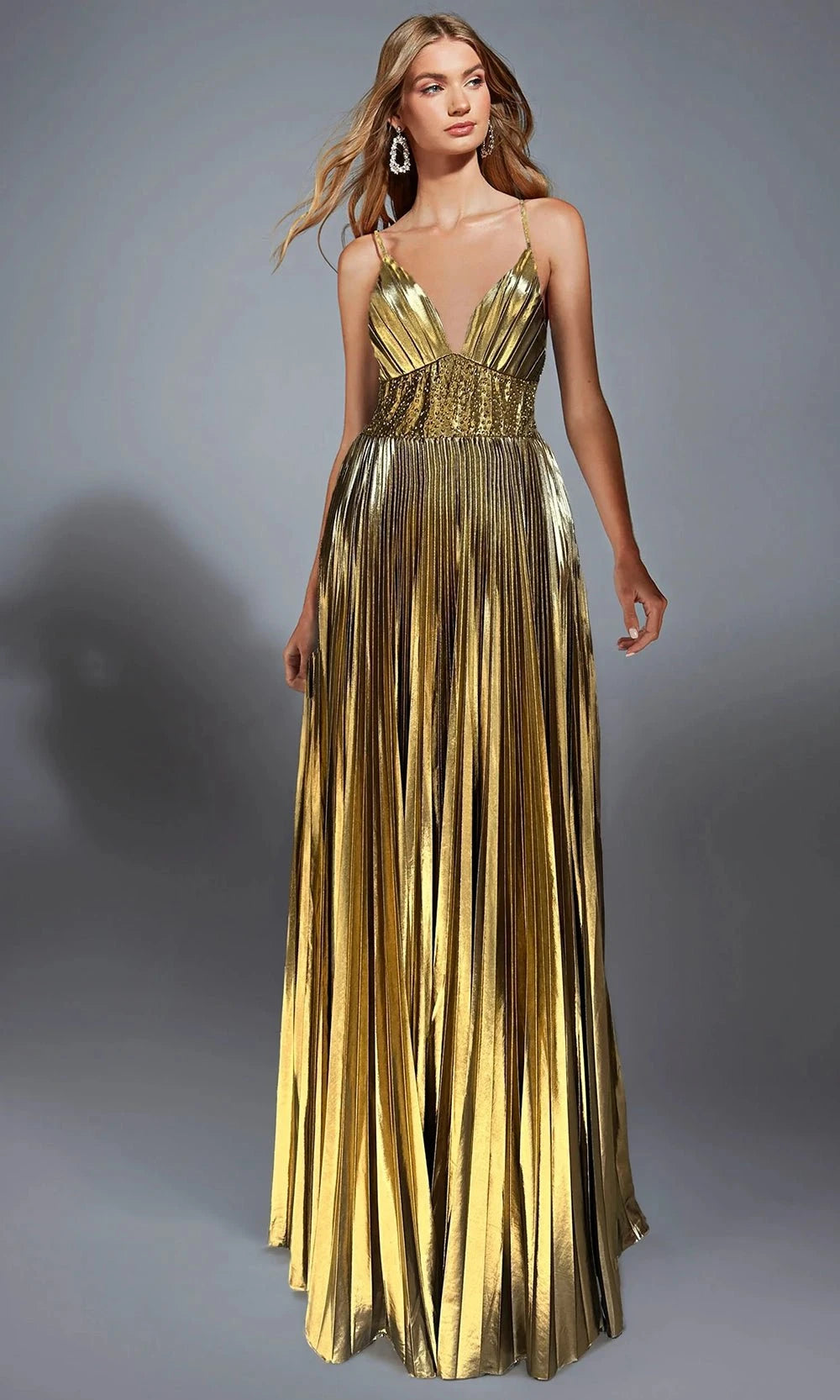 Alyce Paris 61804 - Pleated Metallic Evening Gown - designer prom dress at Silhouette Dresses