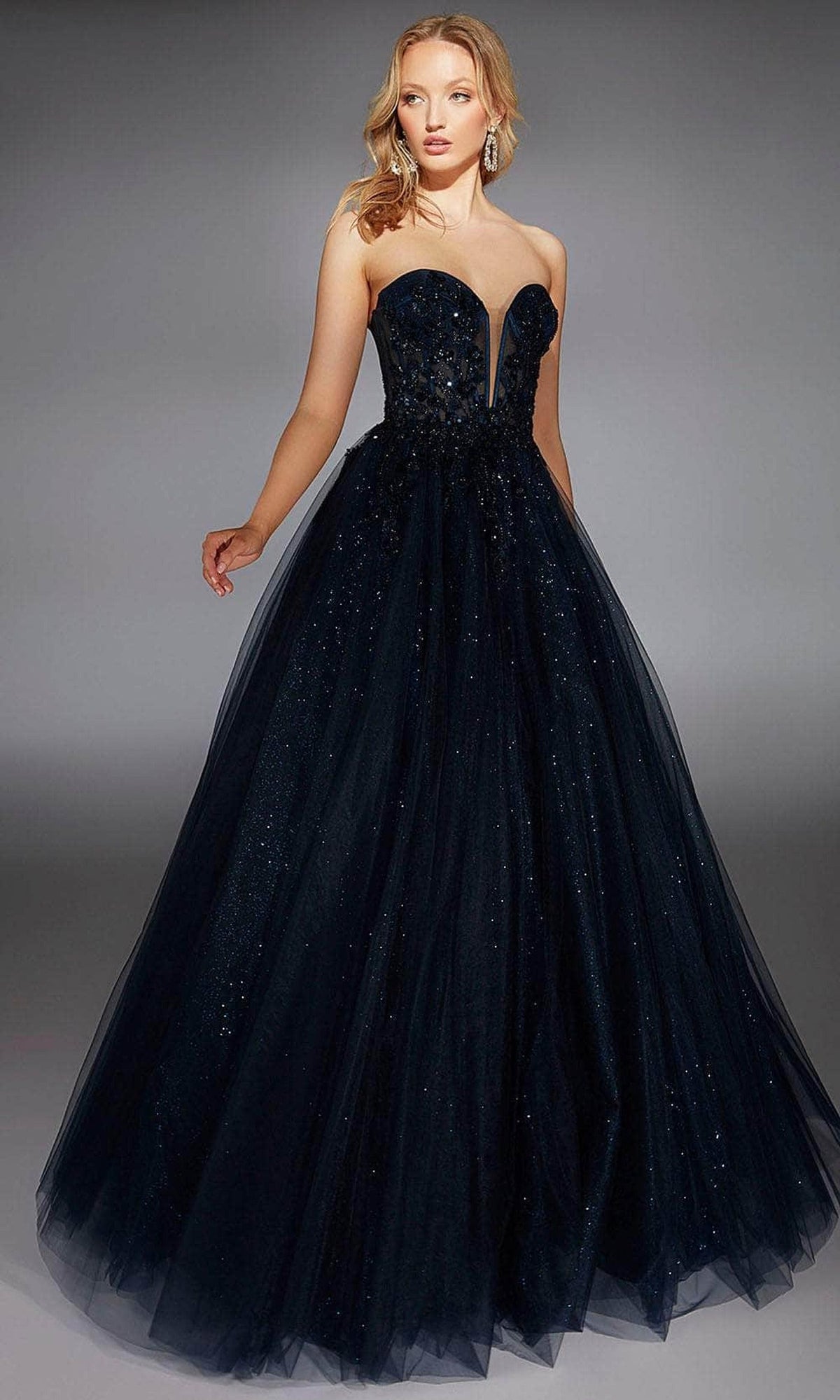 Alyce Paris 61846 - Plunge Neckline Glittering Ballgown
