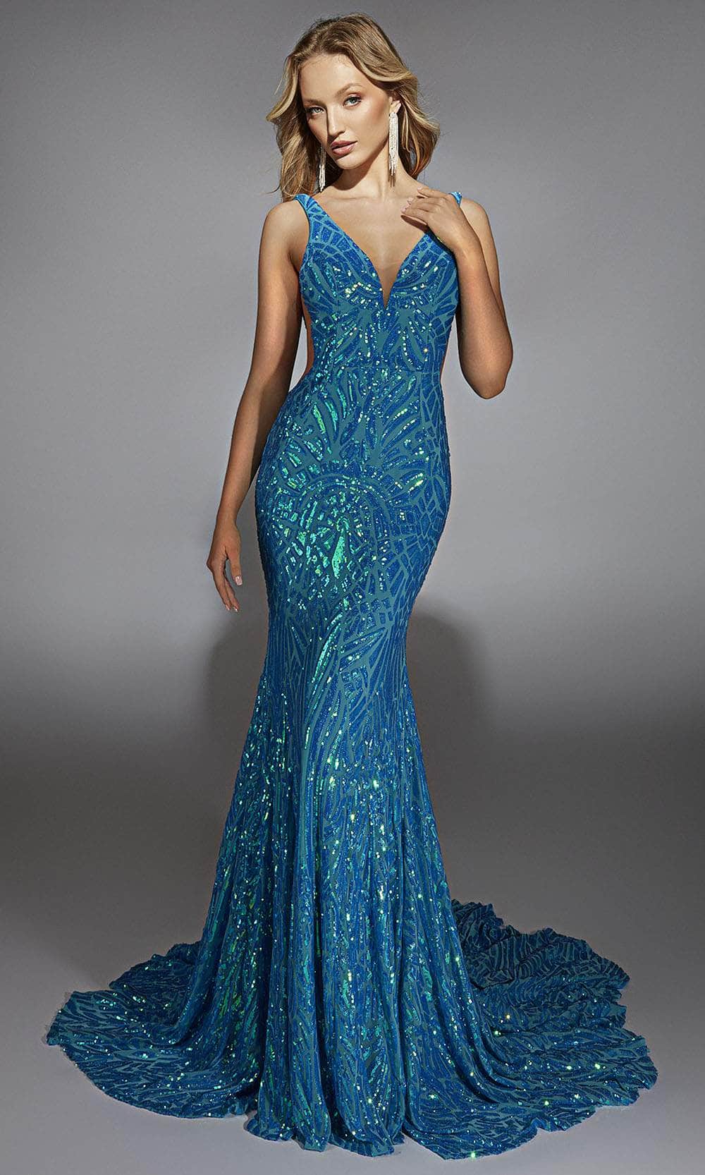 Alyce Paris 61876 - Geometric Sequin Fitted Gown - designer prom dress at Silhouette Dresses