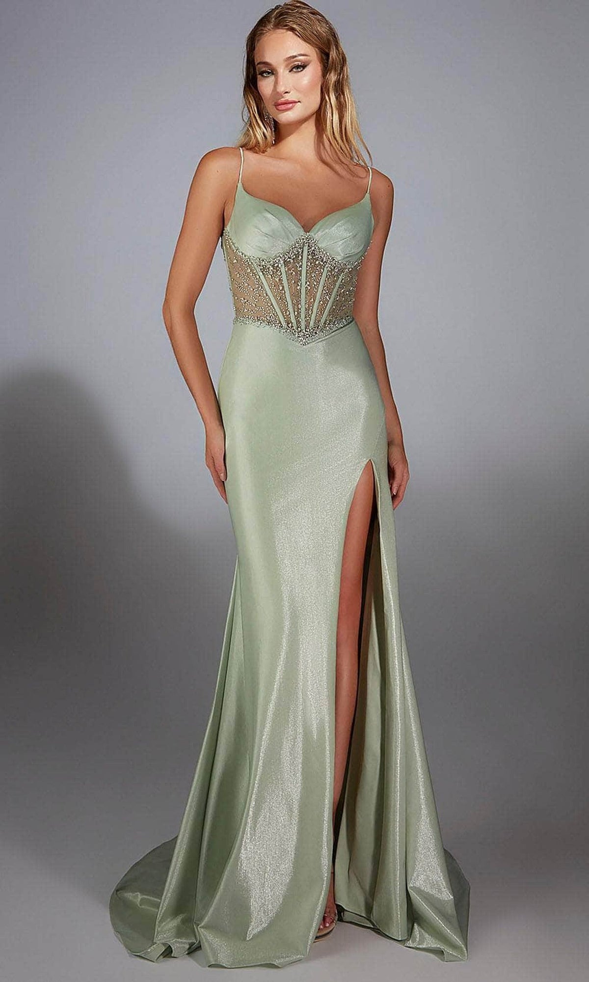 Alyce Paris 61916 - Beaded Sheath Dress with Slit
