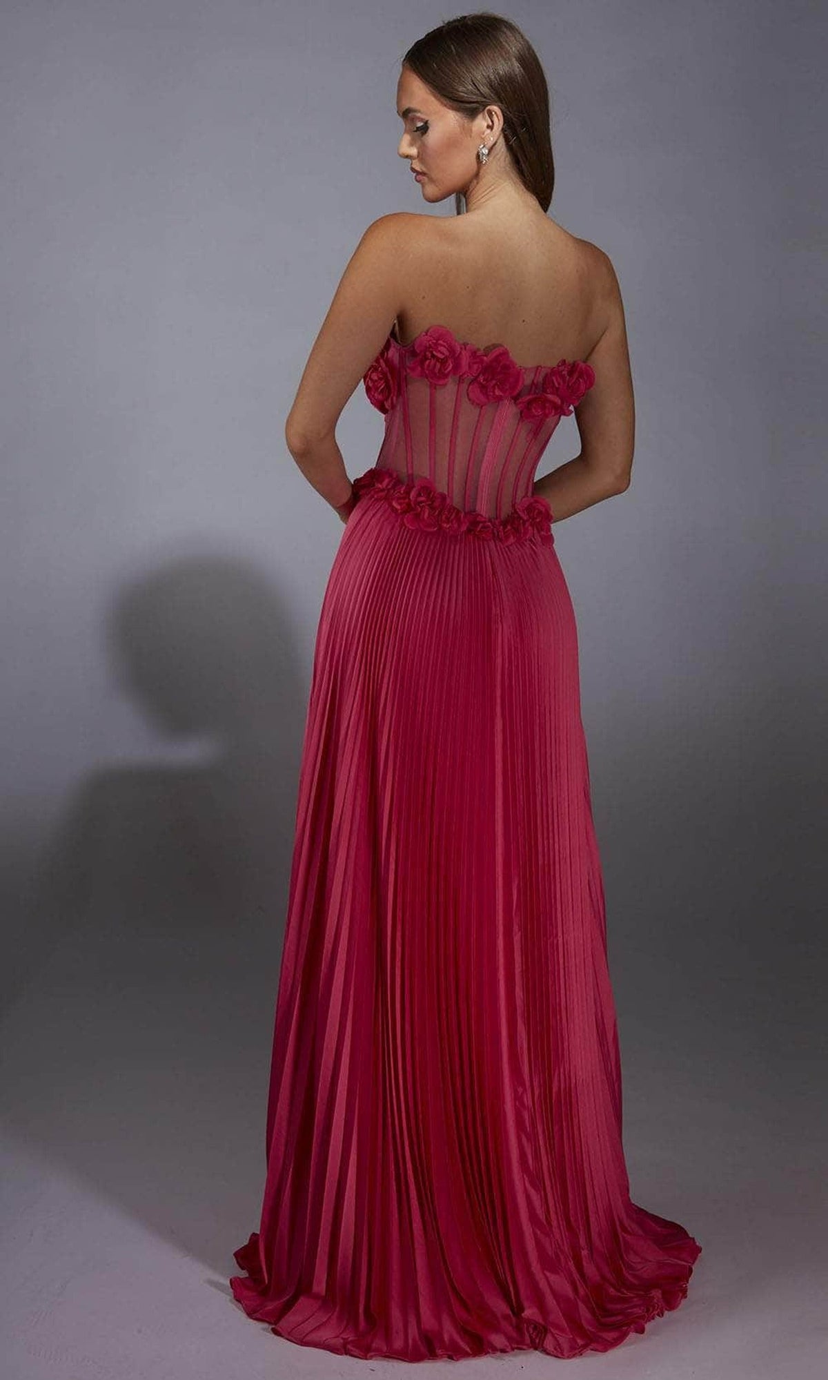 Alyce Paris 61935 - Floral Strapless Pleated Gown