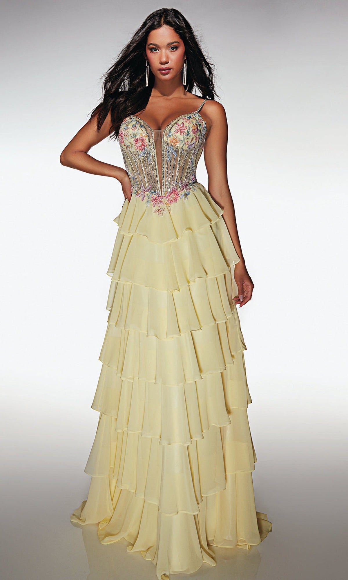 Alyce Paris 61993 - Beaded Floral Corset Gown