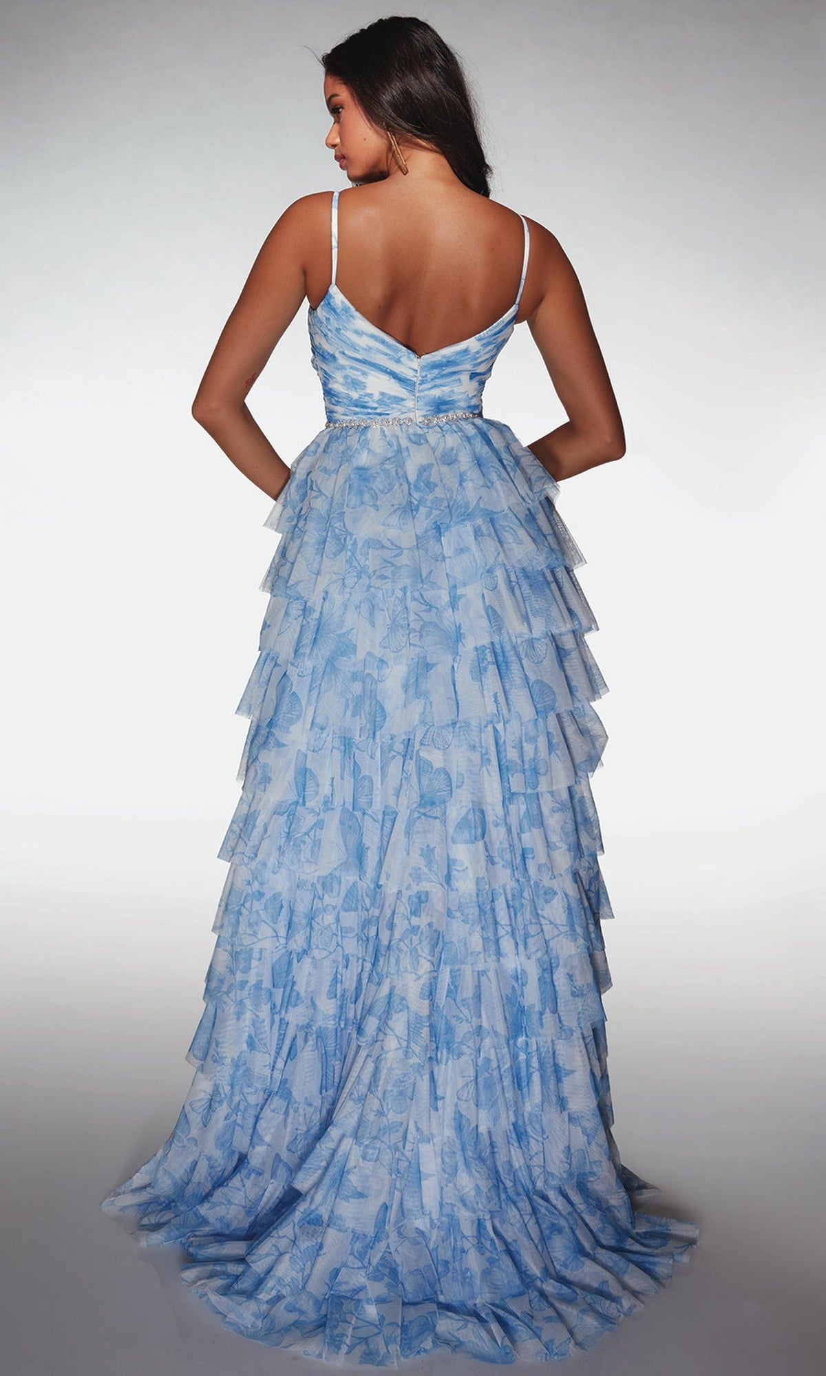 Alyce Paris 62018 - Tiered Ruffle A-Line with Pleated Bodice