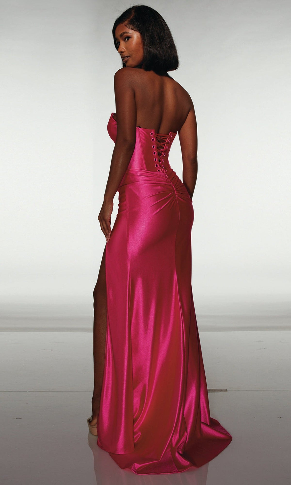Alyce Paris 62046 - Strapless Satin Gown with Bow Accents