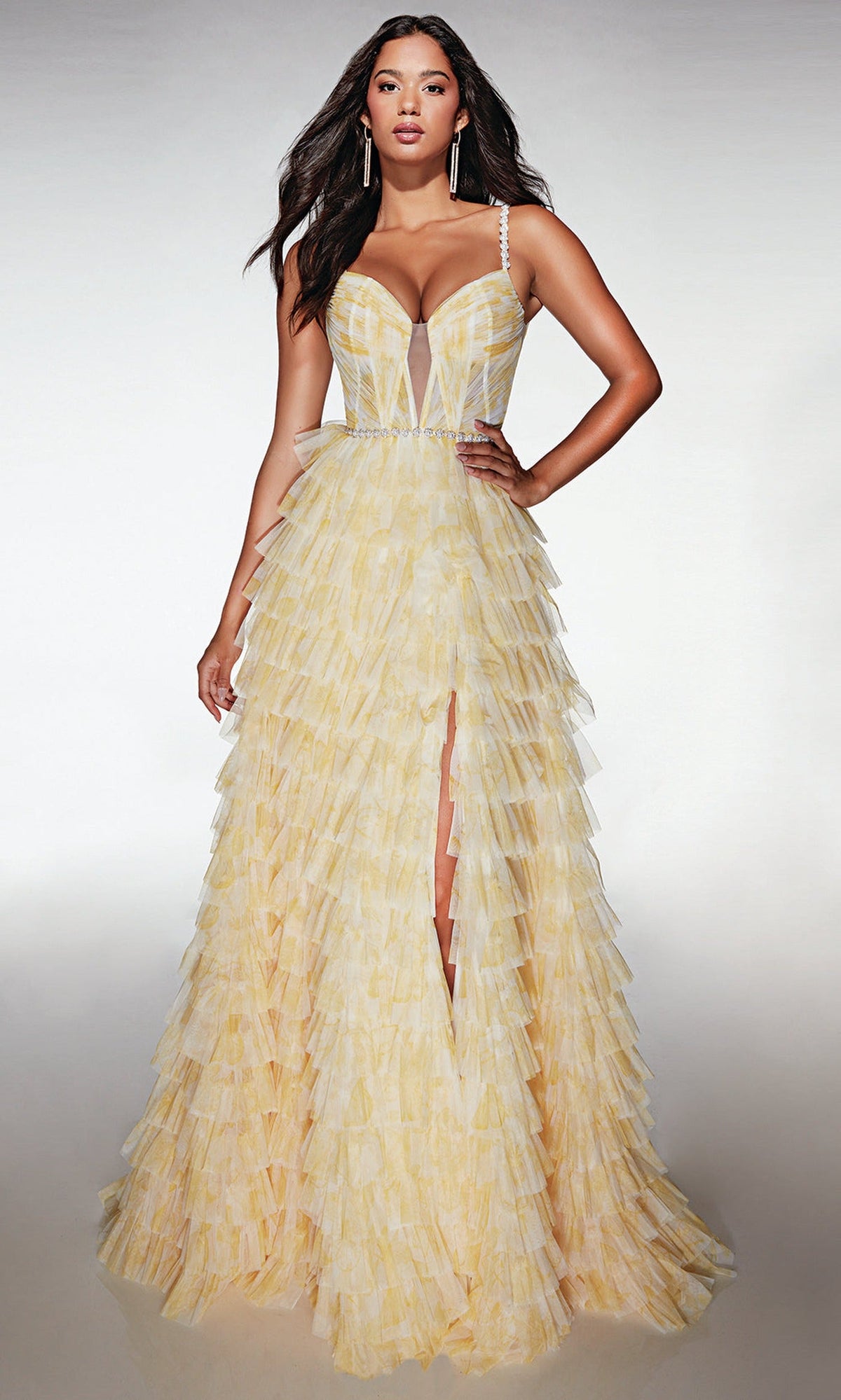 Alyce Paris 62052 - Ruffled Tiered Skirt Corset Gown